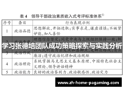 学习张德培团队成功策略探索与实践分析