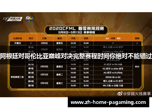 阿根廷对哥伦比亚巅峰对决完整赛程时间你绝对不能错过